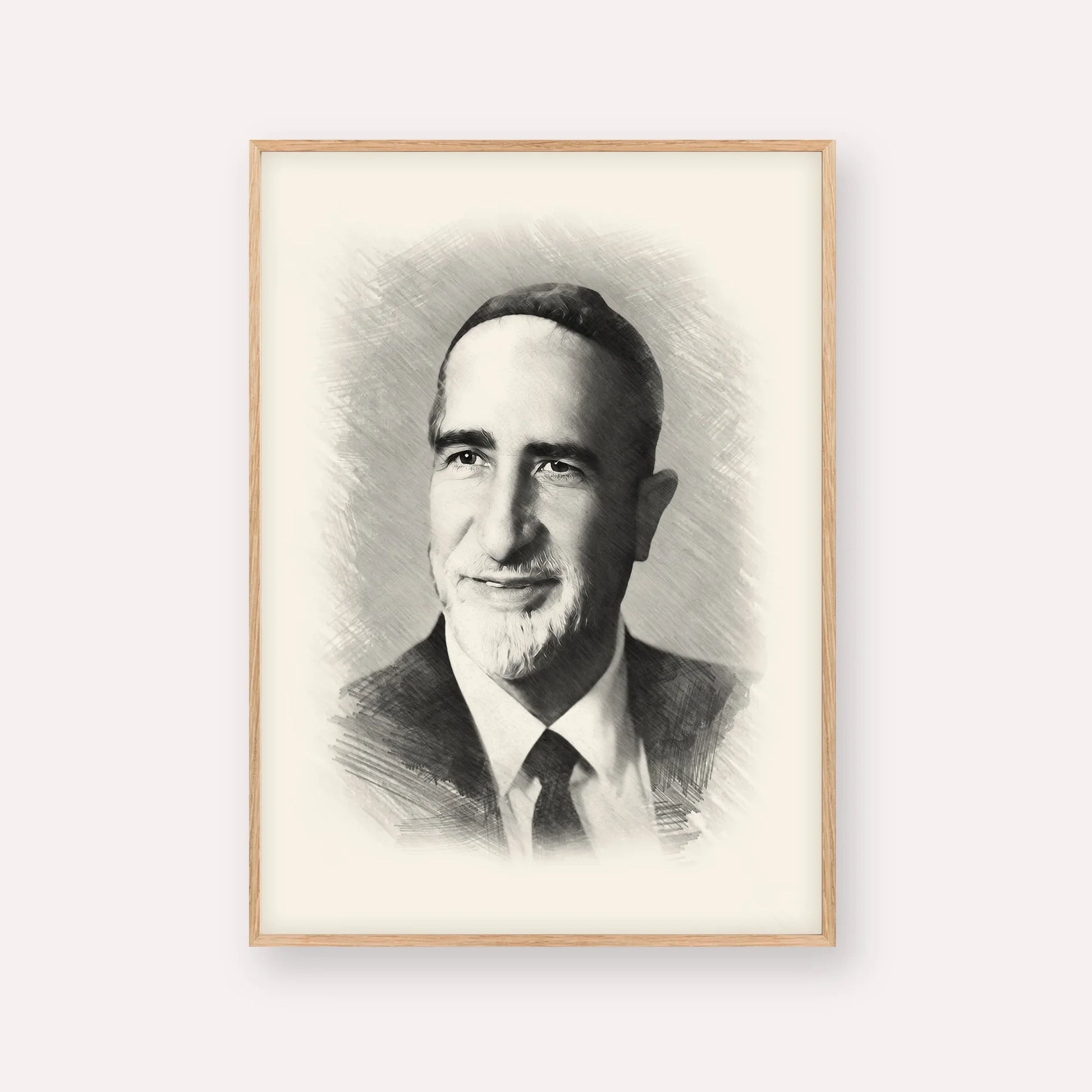 Rabbi Baruch Ben Haim – Black & White – Wood Frame Vertical | Jewish Wall Art, Gedolim Pictures