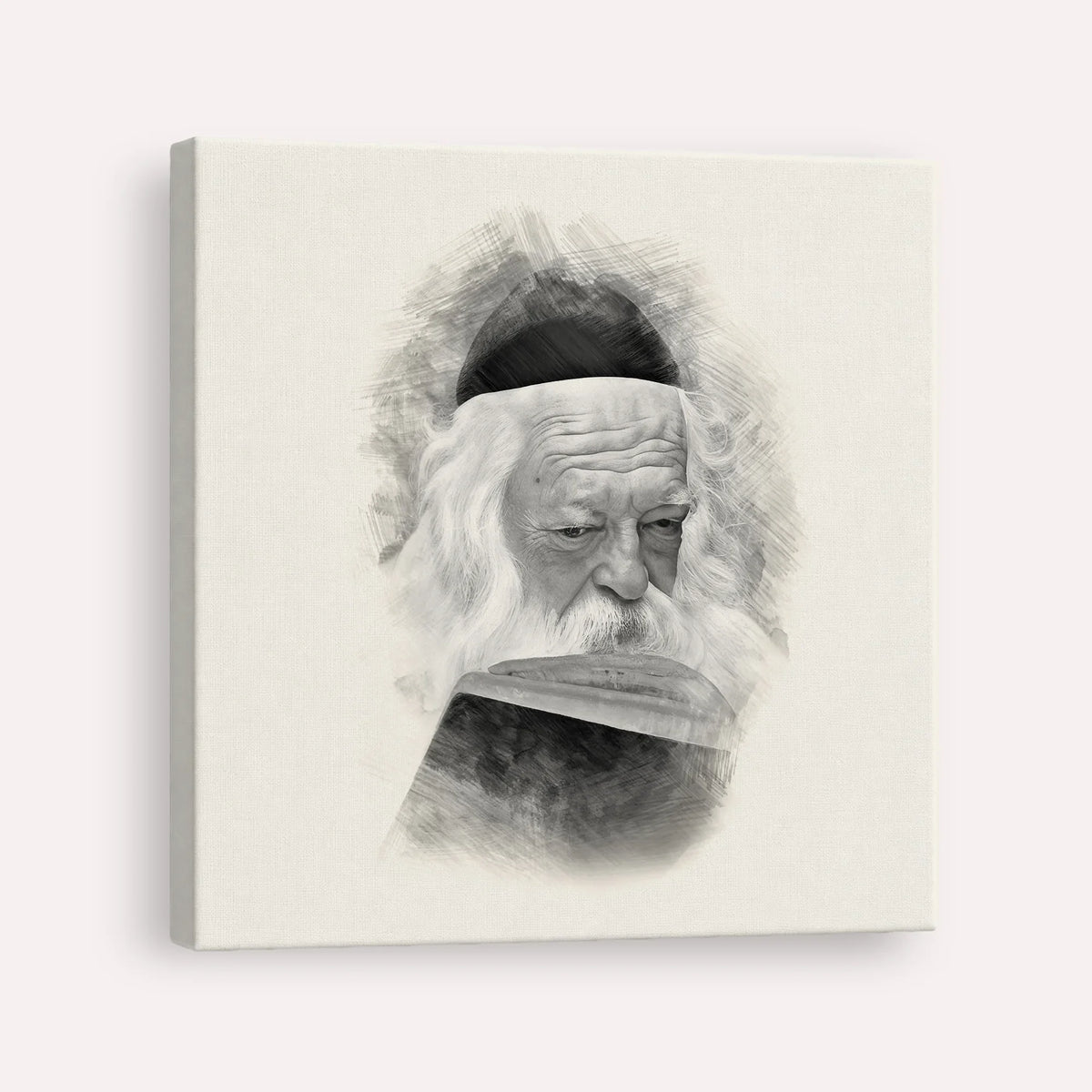 Rabbi Chaim Kanievsky – Black & White – Canvas Square | Jewish Wall Art, Gedolim Pictures