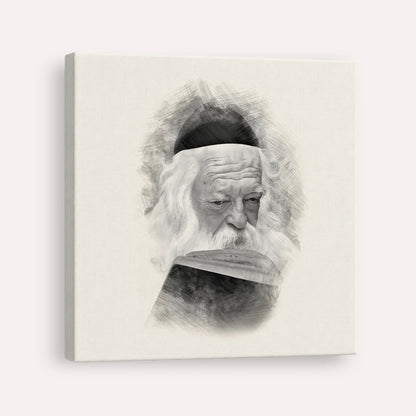 Rabbi Chaim Kanievsky – Black & White – Canvas Square | Jewish Wall Art, Gedolim Pictures