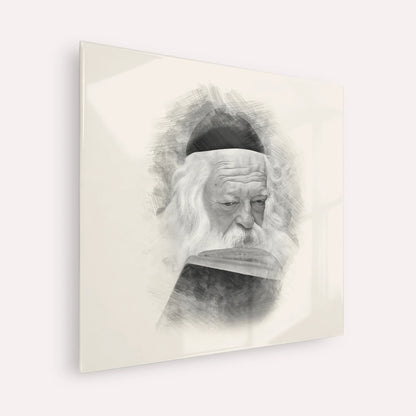 Rabbi Chaim Kanievsky – Black & White – Acrylic Glass Square | Jewish Wall Art, Gedolim Pictures