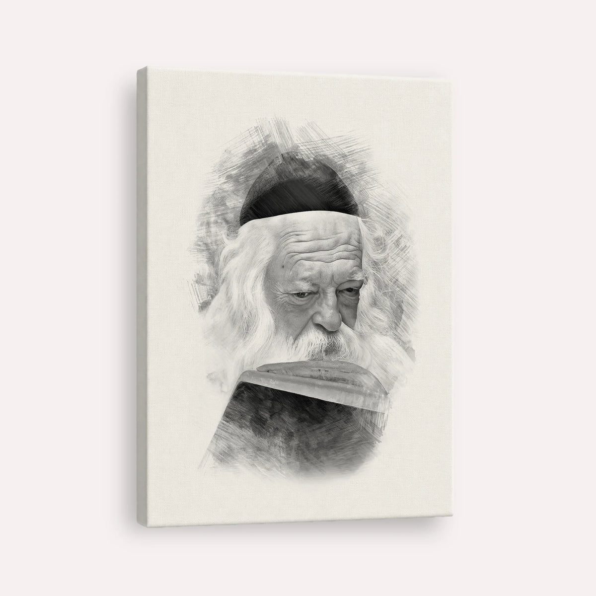 Rabbi Chaim Kanievsky – Black & White – Canvas Vertical | Jewish Wall Art, Gedolim Pictures