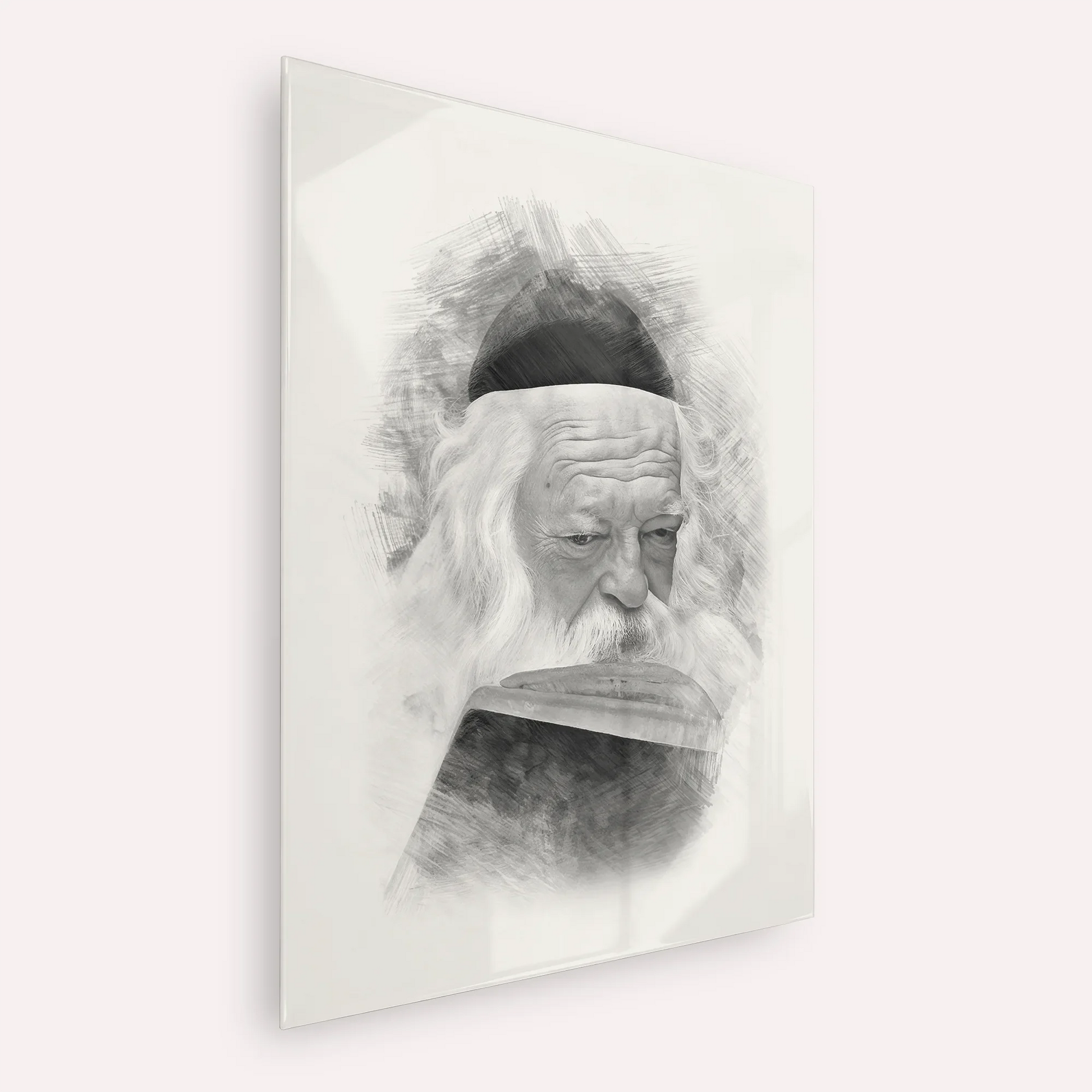 Rabbi Chaim Kanievsky – Black & White – Acrylic Glass Vertical | Jewish Wall Art, Gedolim Pictures