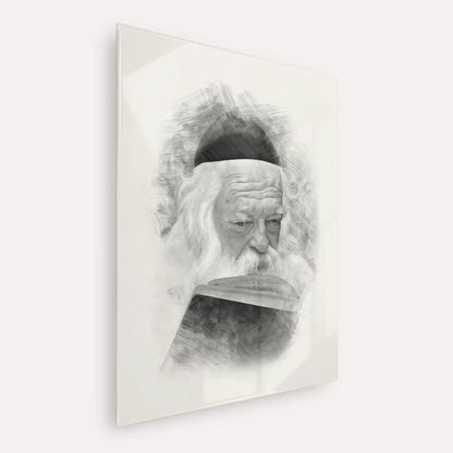 Rabbi Chaim Kanievsky – Black & White – Acrylic Glass Vertical | Jewish Wall Art, Gedolim Pictures