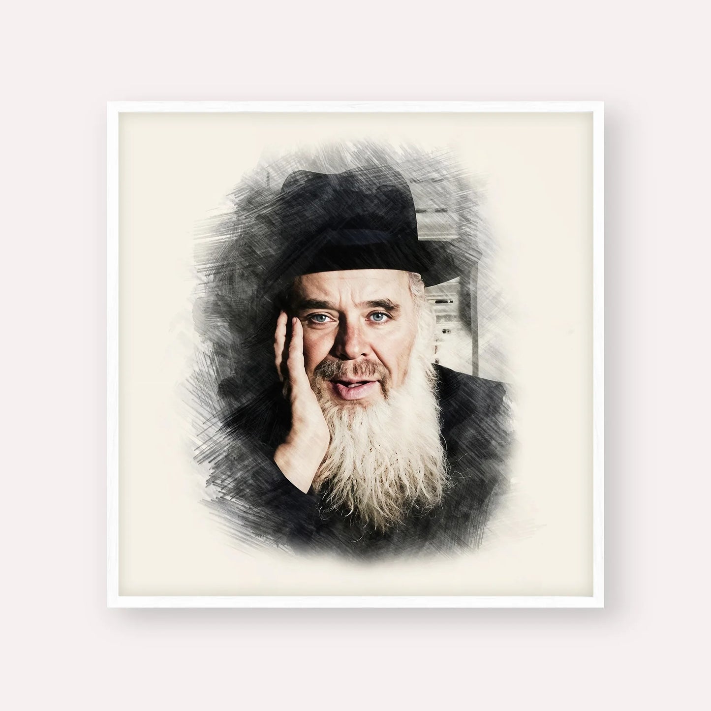 Rabbi Chaim Leib Shmuelevitz – White Frame Square | Jewish Wall Art, Gedolim Pictures