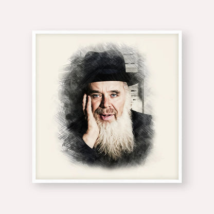 Rabbi Chaim Leib Shmuelevitz – White Frame Square | Jewish Wall Art, Gedolim Pictures