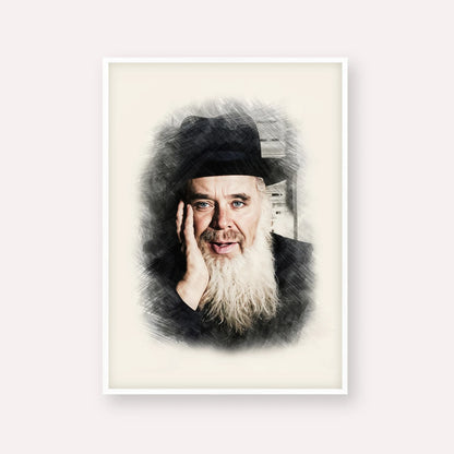 Rabbi Chaim Leib Shmuelevitz – White Frame Vertical | Jewish Wall Art, Gedolim Pictures