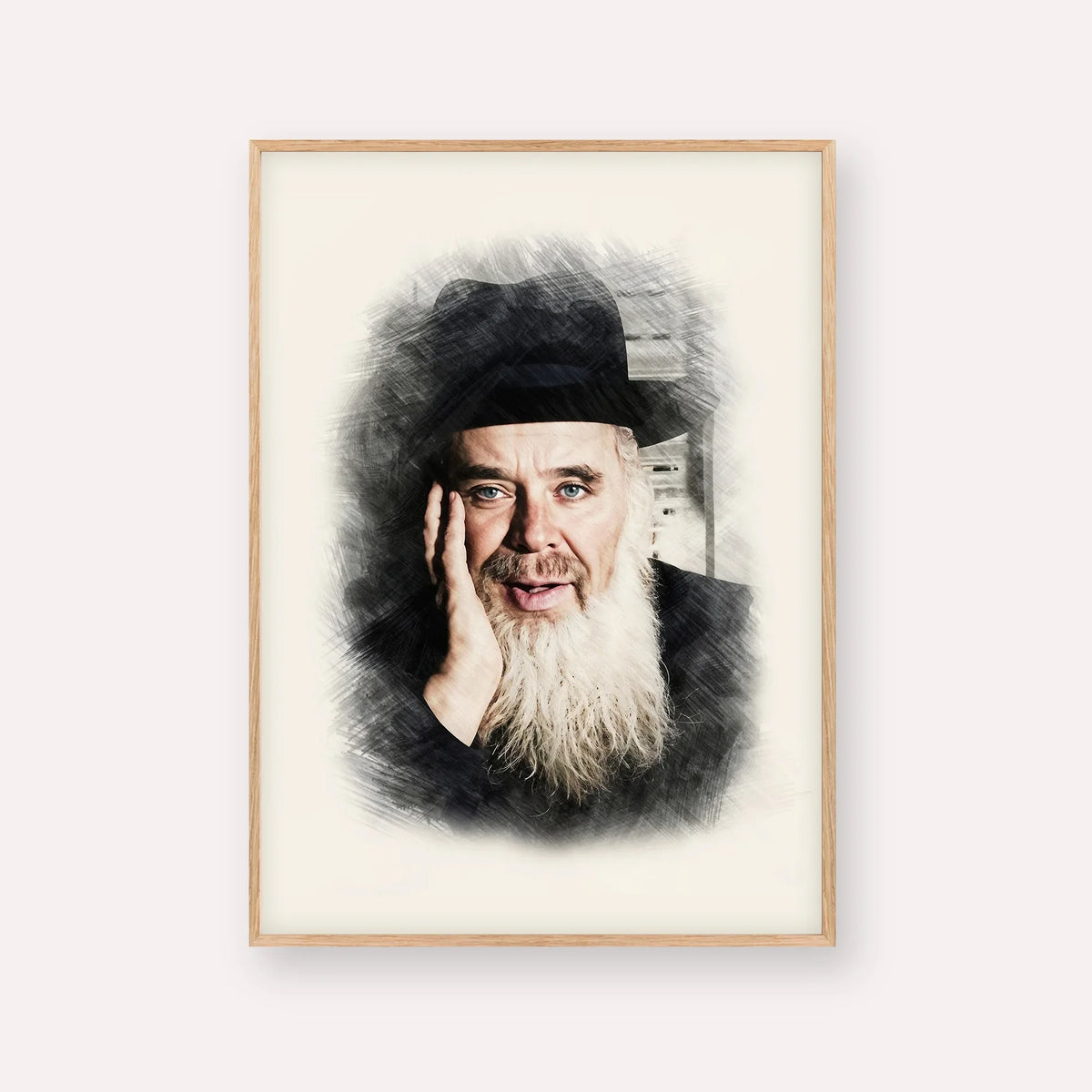 Rabbi Chaim Leib Shmuelevitz – Wood Frame Vertical | Jewish Wall Art, Gedolim Pictures
