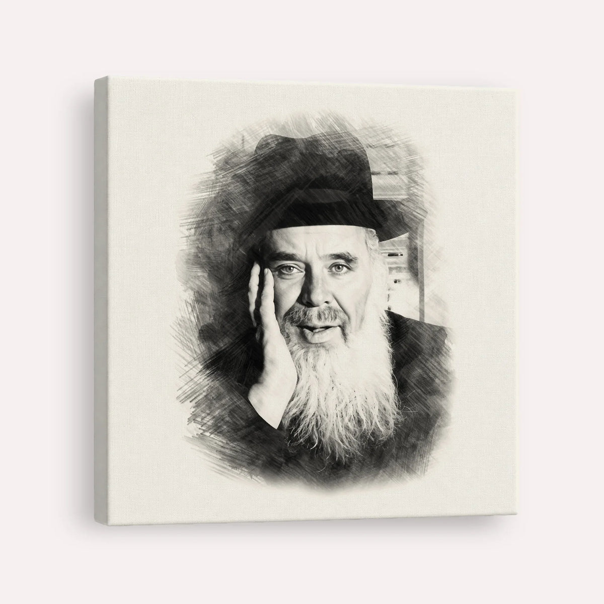 Rabbi Chaim Leib Shmuelevitz – Black & White – Canvas Square | Jewish Wall Art, Gedolim Pictures