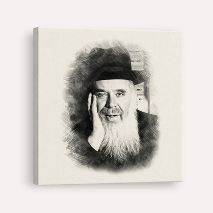 Rabbi Chaim Leib Shmuelevitz – Black & White – Canvas Square | Jewish Wall Art, Gedolim Pictures