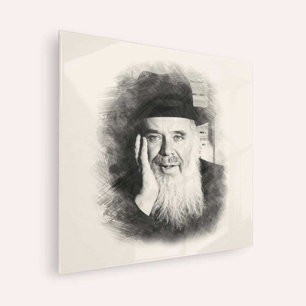 Rabbi Chaim Leib Shmuelevitz – Black & White – Acrylic Glass Square | Jewish Wall Art, Gedolim Pictures