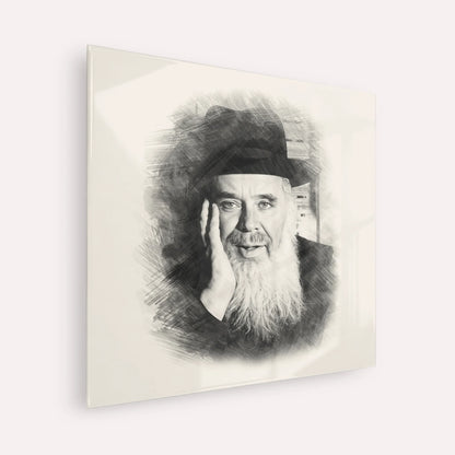 Rabbi Chaim Leib Shmuelevitz – Black & White – Acrylic Glass Square | Jewish Wall Art, Gedolim Pictures