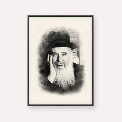 Rabbi Chaim Leib Shmuelevitz – Black & White – Black Frame Vertical | Jewish Wall Art, Gedolim Pictures