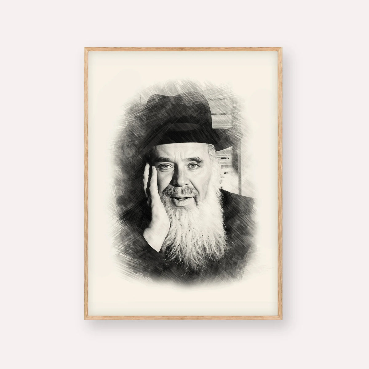 Rabbi Chaim Leib Shmuelevitz – Black & White – Wood Frame Vertical | Jewish Wall Art, Gedolim Pictures
