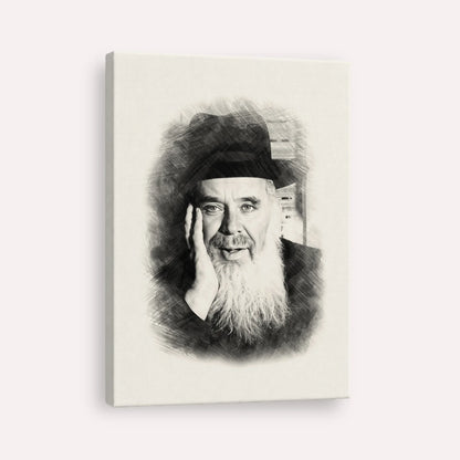 Rabbi Chaim Leib Shmuelevitz – Black & White – Canvas Vertical | Jewish Wall Art, Gedolim Pictures
