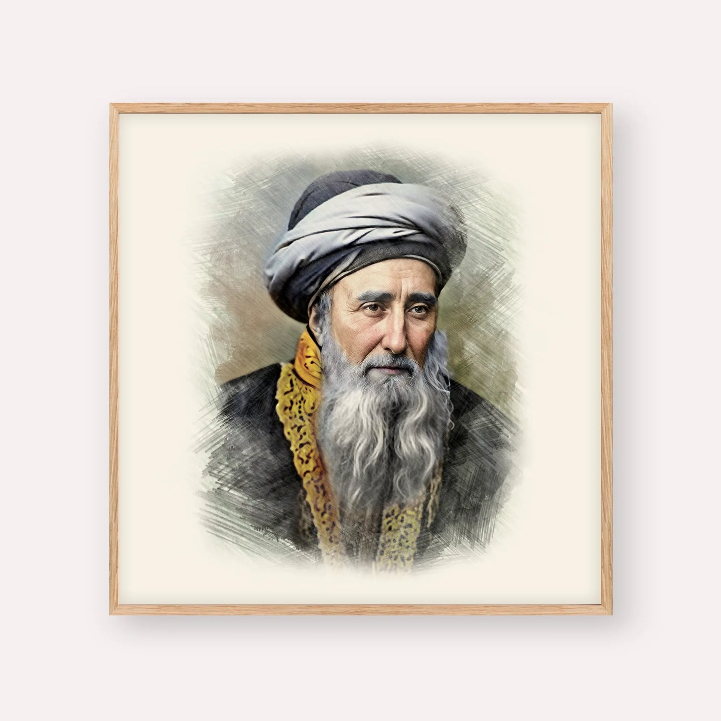 Rabbi Chaim Palagi – Wood Frame Square | Jewish Wall Art, Gedolim Pictures