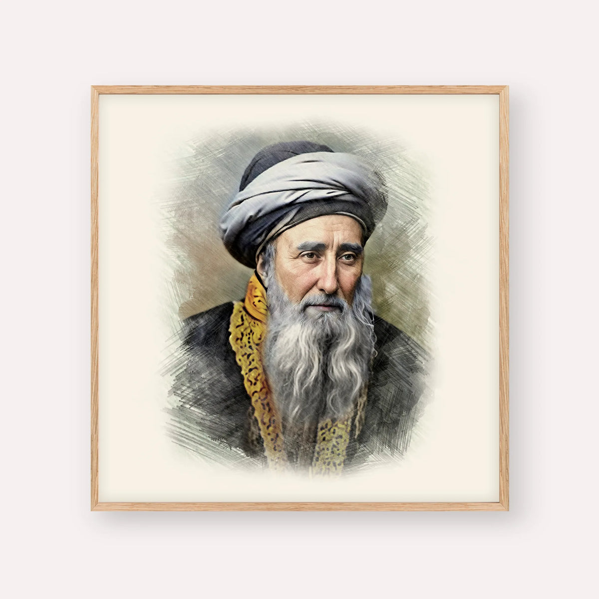 Rabbi Chaim Palagi – Wood Frame Square | Jewish Wall Art, Gedolim Pictures