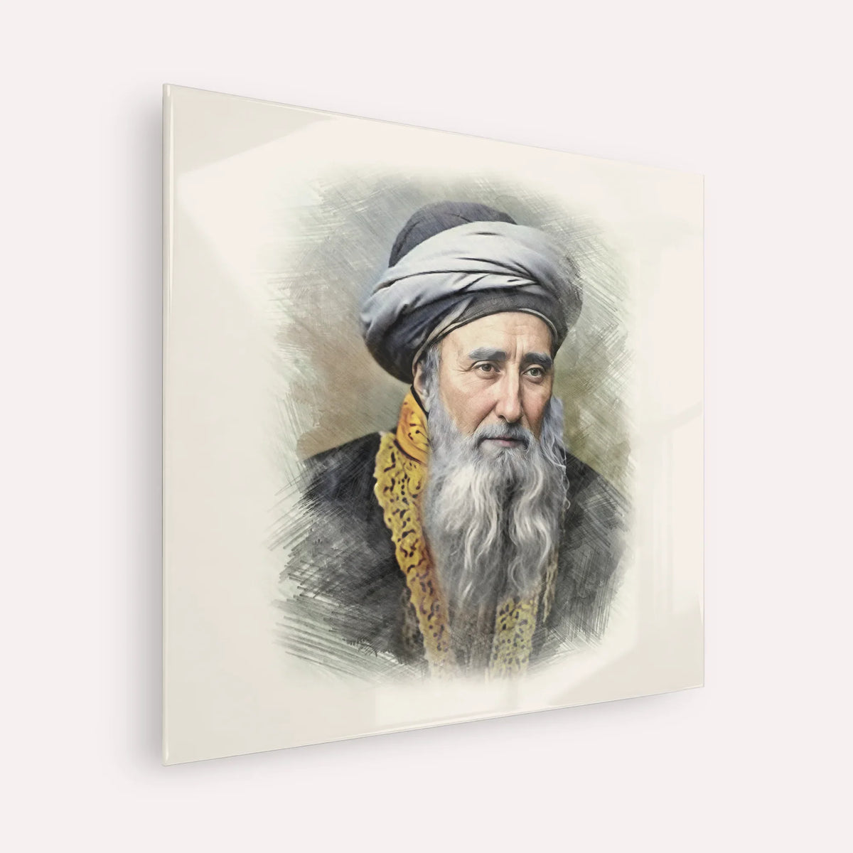 Rabbi Chaim Palagi – Acrylic Glass Square | Jewish Wall Art, Gedolim Pictures