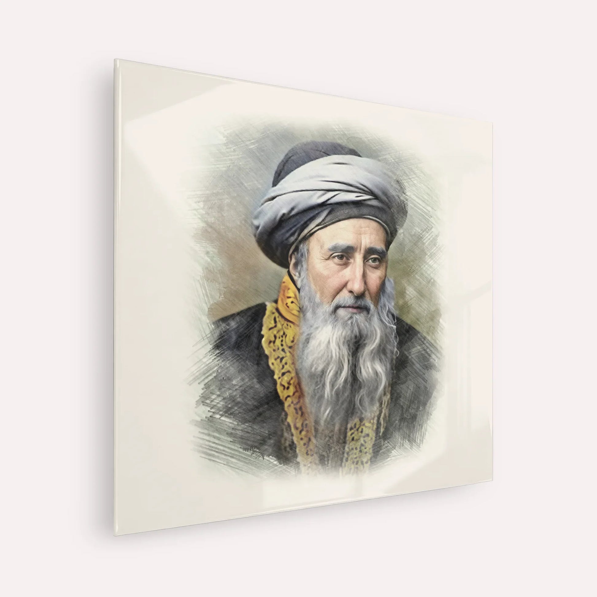 Rabbi Chaim Palagi – Acrylic Glass Square | Jewish Wall Art, Gedolim Pictures