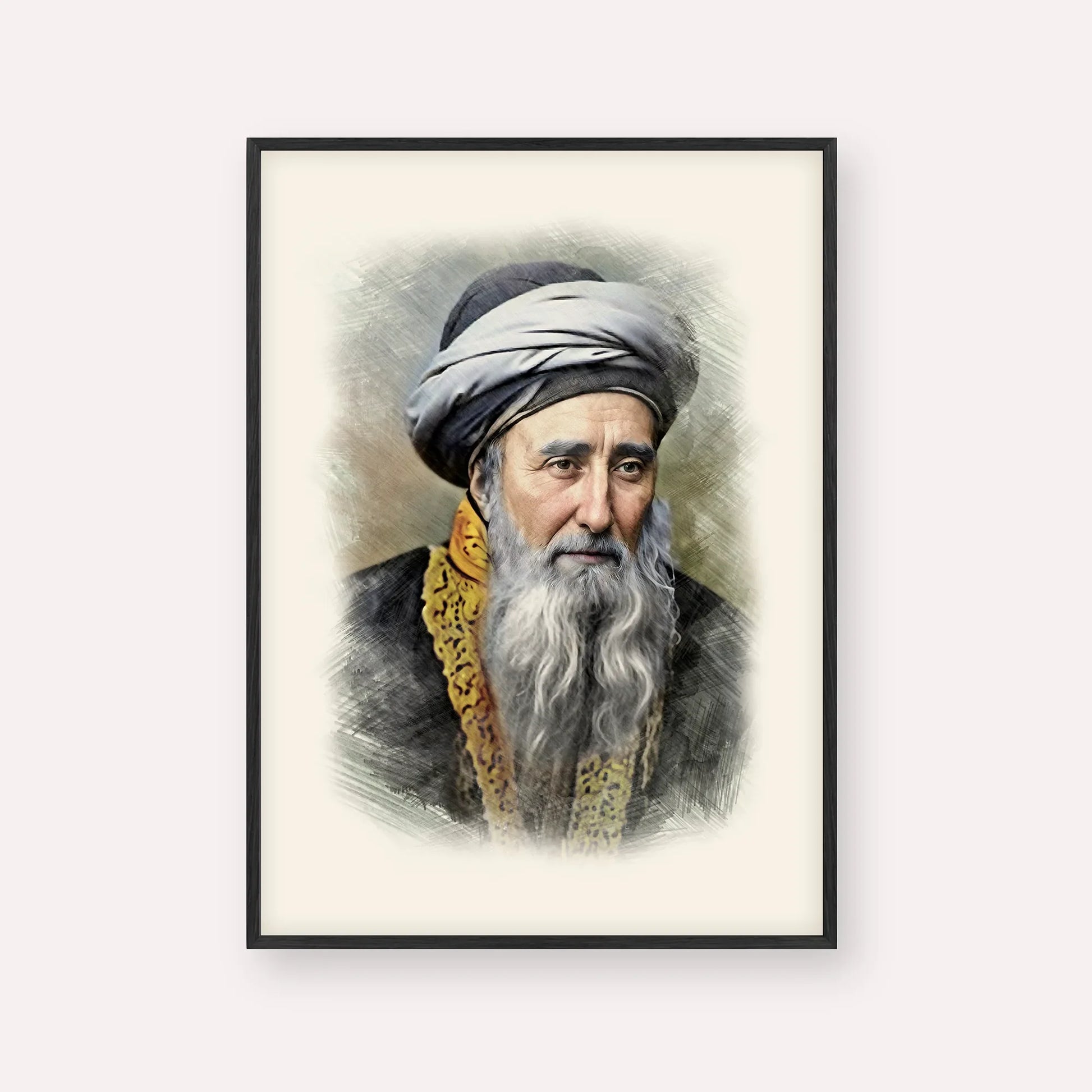 Rabbi Chaim Palagi – Black Frame Vertical | Jewish Wall Art, Gedolim Pictures