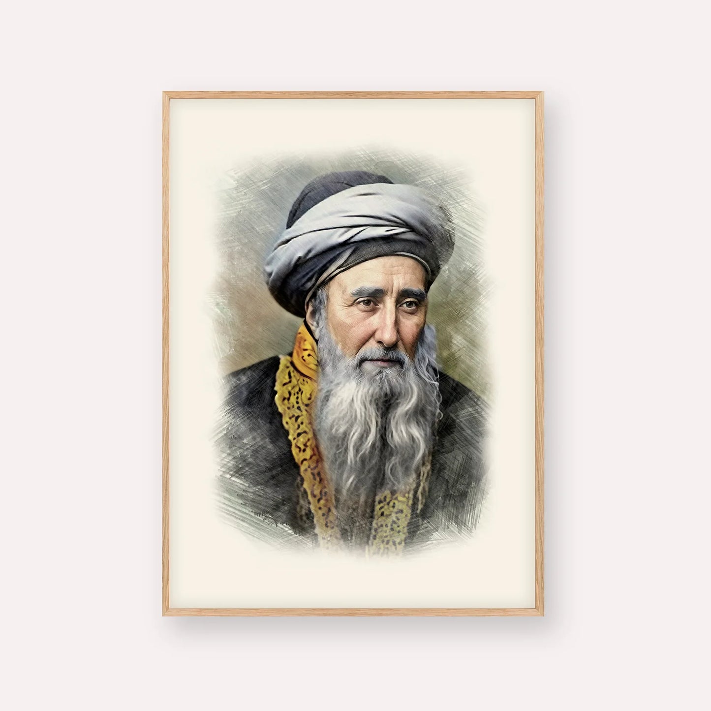 Rabbi Chaim Palagi – Wood Frame Vertical | Jewish Wall Art, Gedolim Pictures