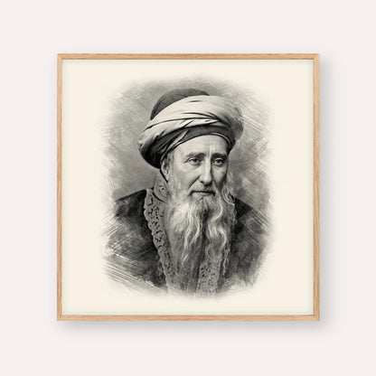 Rabbi Chaim Palagi – Black & White – Wood Frame Square | Jewish Wall Art, Gedolim Pictures