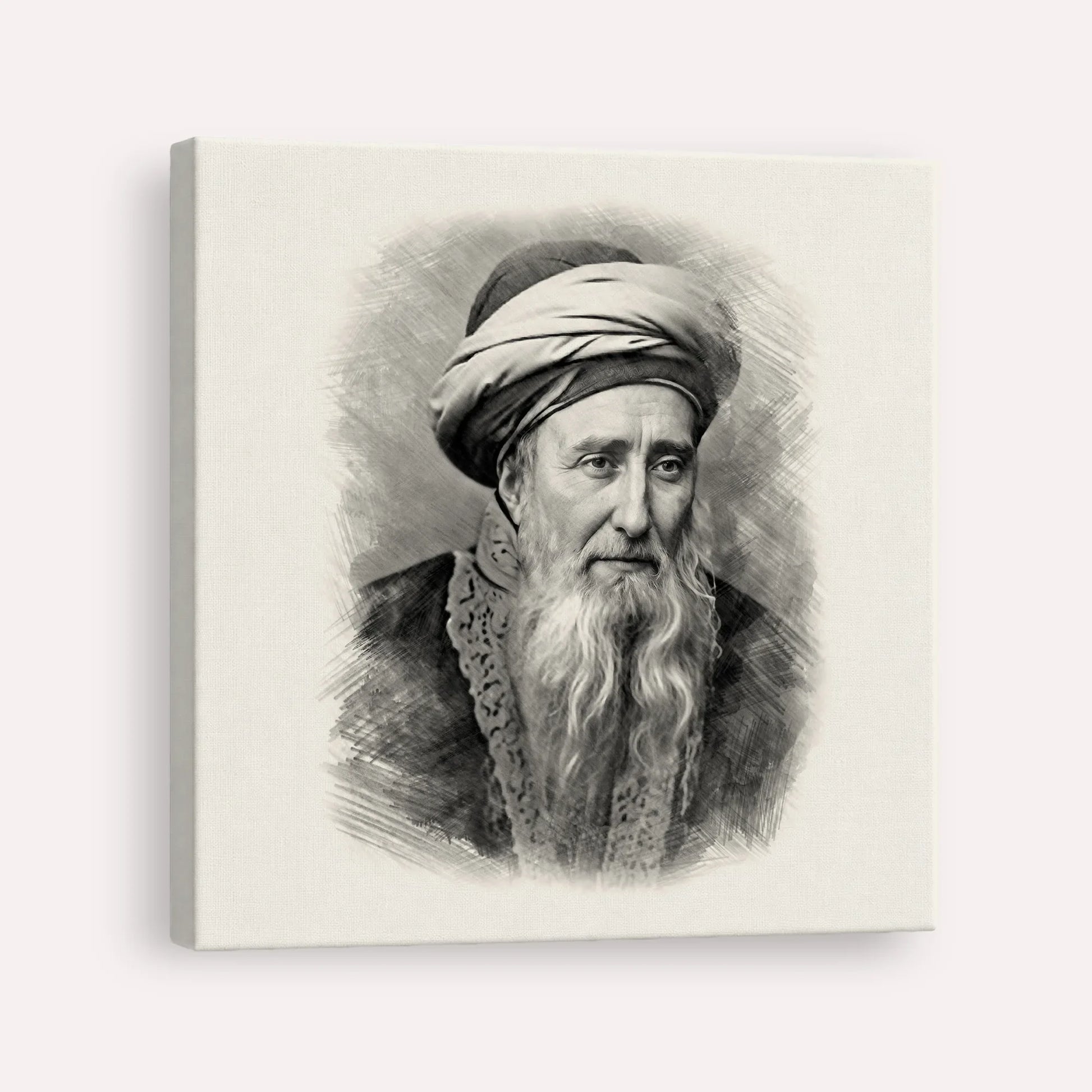 Rabbi Chaim Palagi – Black & White – Canvas Square | Jewish Wall Art, Gedolim Pictures