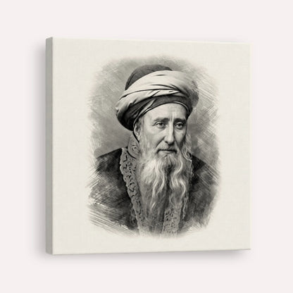 Rabbi Chaim Palagi – Black & White – Canvas Square | Jewish Wall Art, Gedolim Pictures