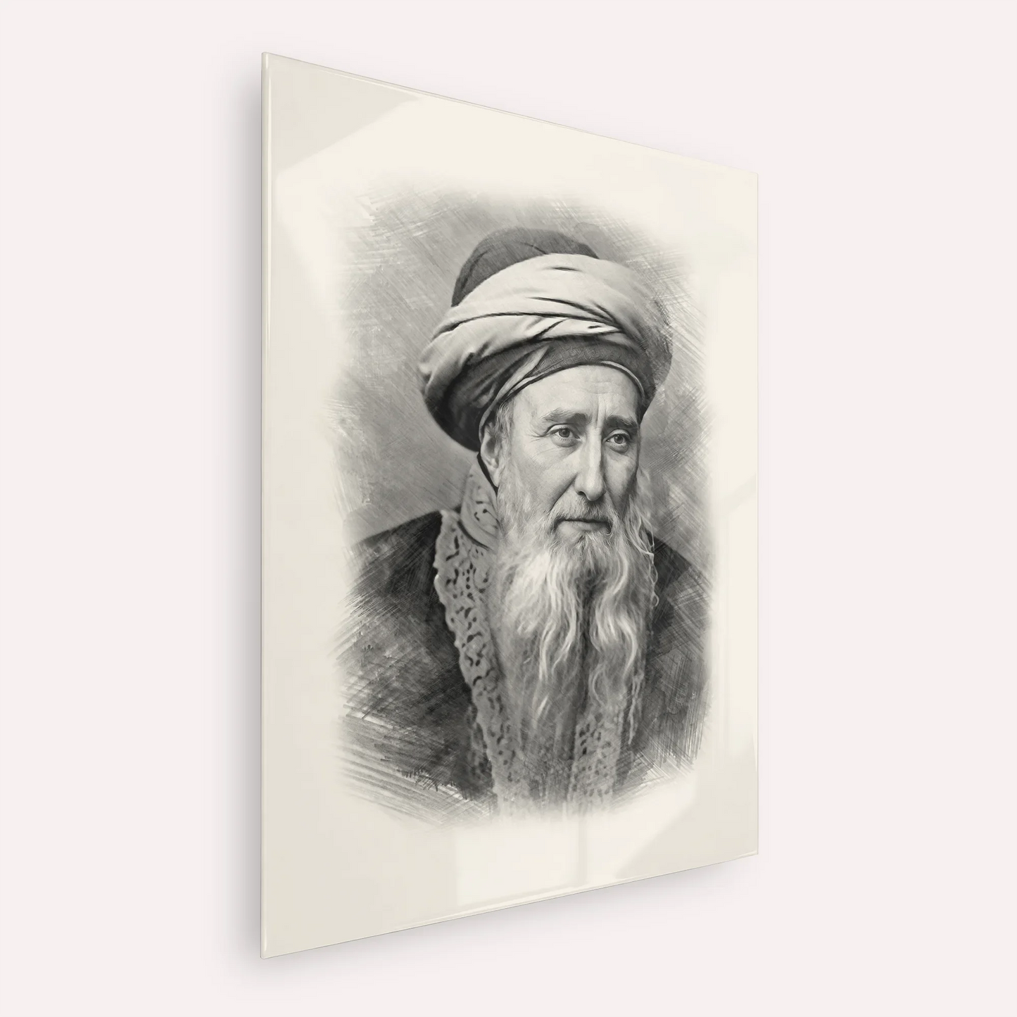 Rabbi Chaim Palagi – Black & White – Acrylic Glass Vertical | Jewish Wall Art, Gedolim Pictures