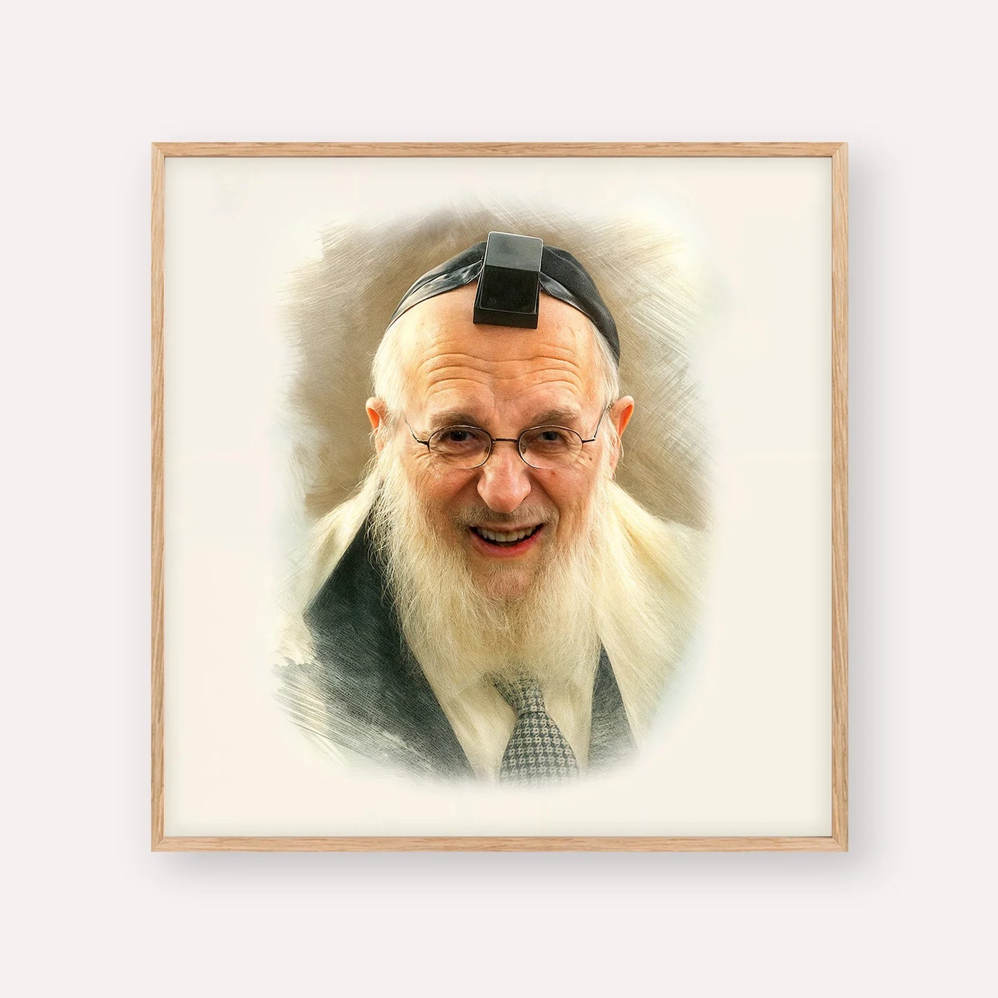 Rabbi Chaim Pinchas Scheinberg – Wood Frame Square | Jewish Wall Art, Gedolim Pictures