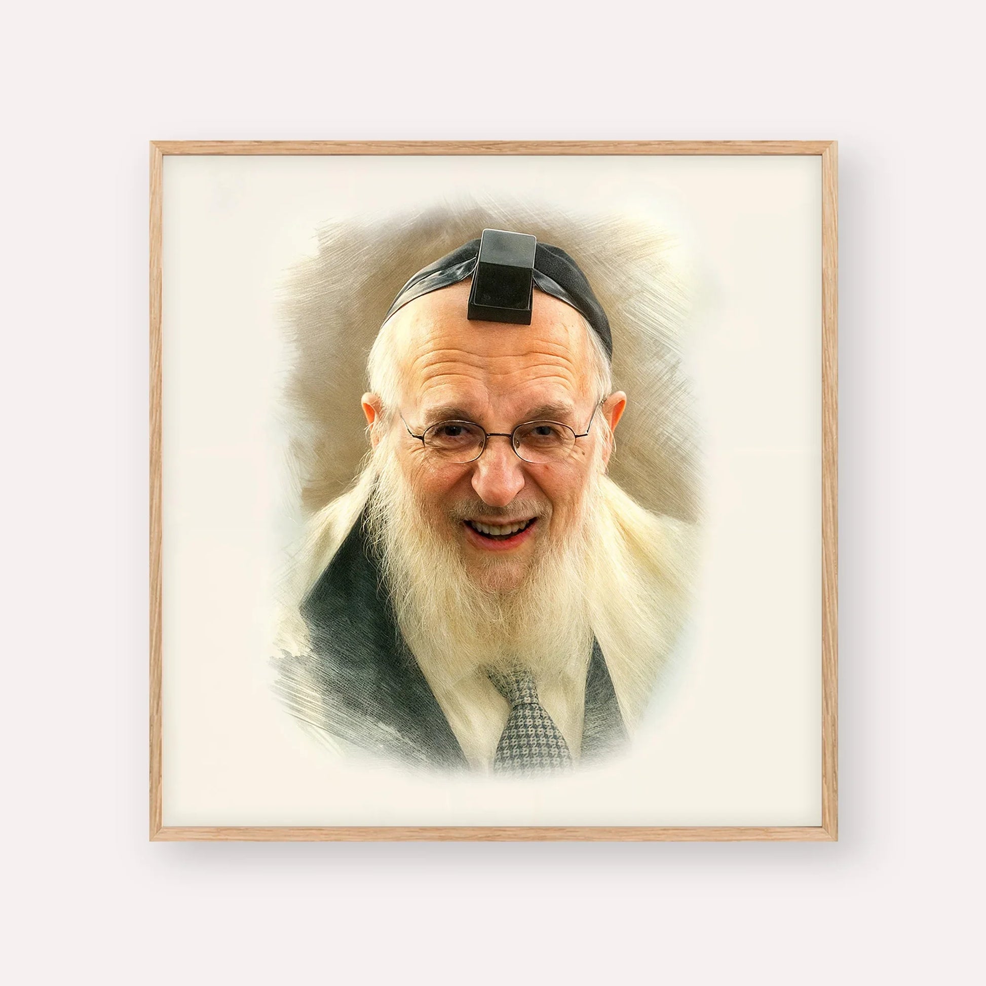 Rabbi Chaim Pinchas Scheinberg – Wood Frame Square | Jewish Wall Art, Gedolim Pictures