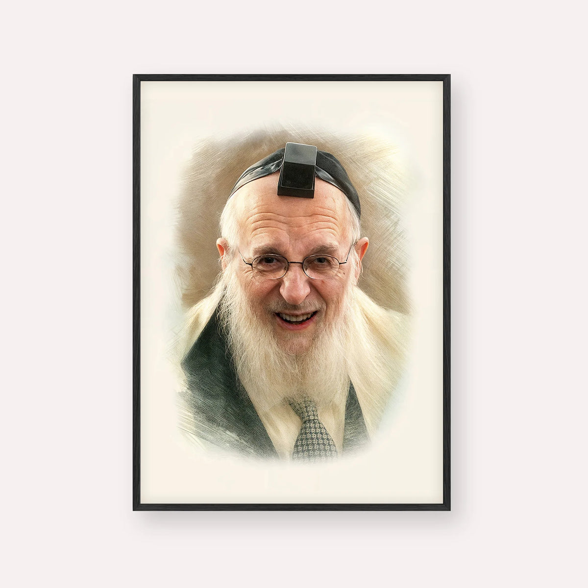 Rabbi Chaim Pinchas Scheinberg – Black Frame Vertical | Jewish Wall Art, Gedolim Pictures