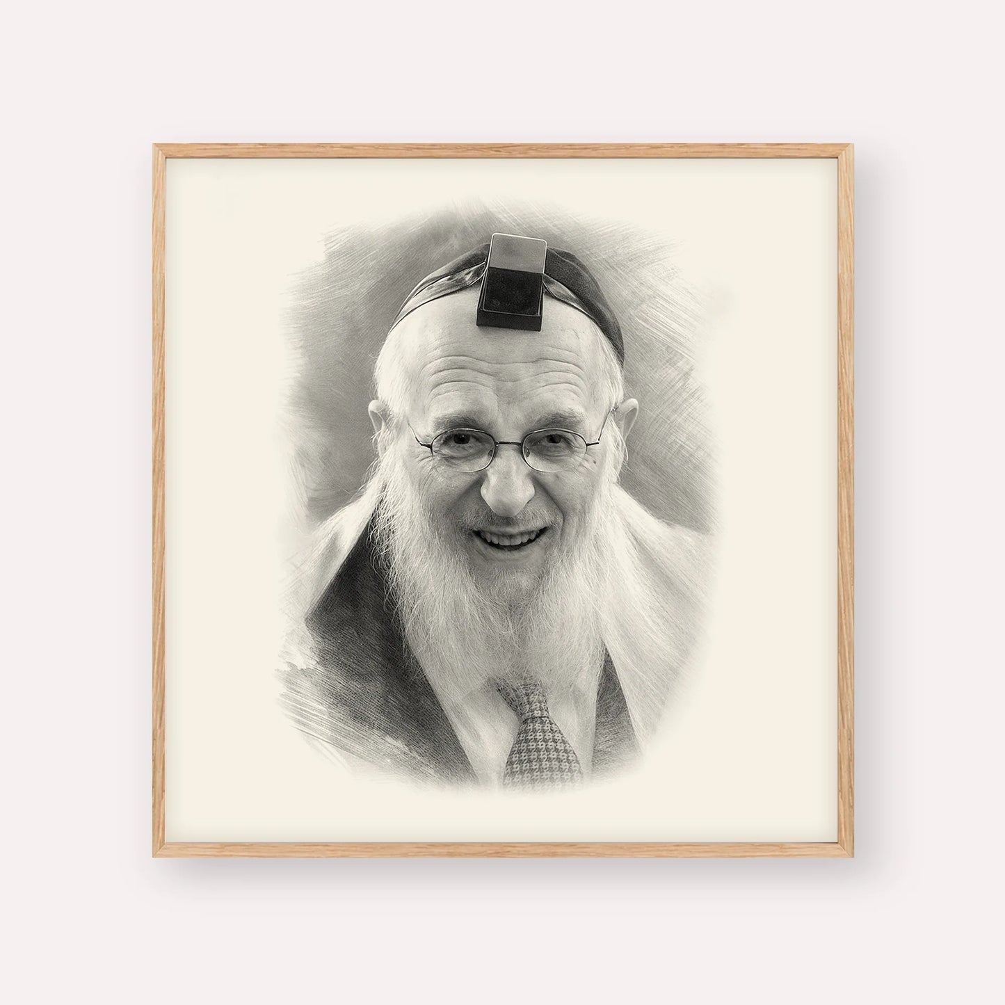 Rabbi Chaim Pinchas Scheinberg – Black & White – Wood Frame Square | Jewish Wall Art, Gedolim Pictures