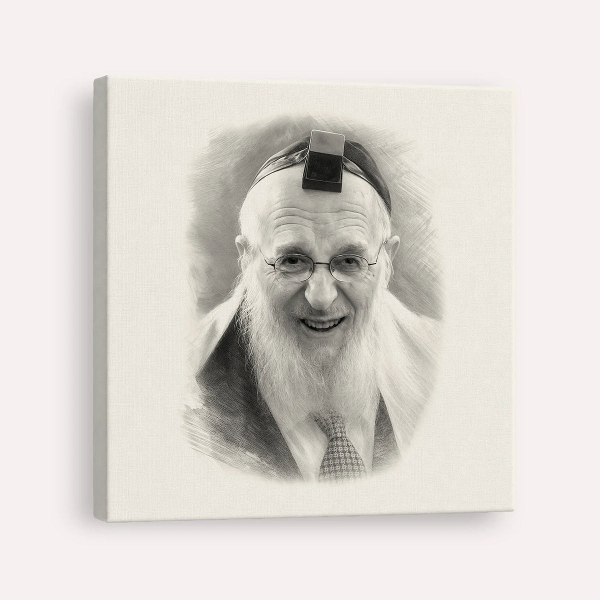 Rabbi Chaim Pinchas Scheinberg – Black & White – Canvas Square | Jewish Wall Art, Gedolim Pictures