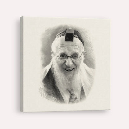 Rabbi Chaim Pinchas Scheinberg – Black & White – Canvas Square | Jewish Wall Art, Gedolim Pictures