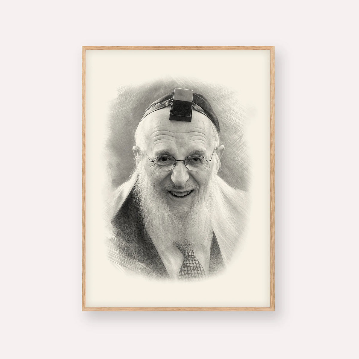 Rabbi Chaim Pinchas Scheinberg – Black & White – Wood Frame Vertical | Jewish Wall Art, Gedolim Pictures