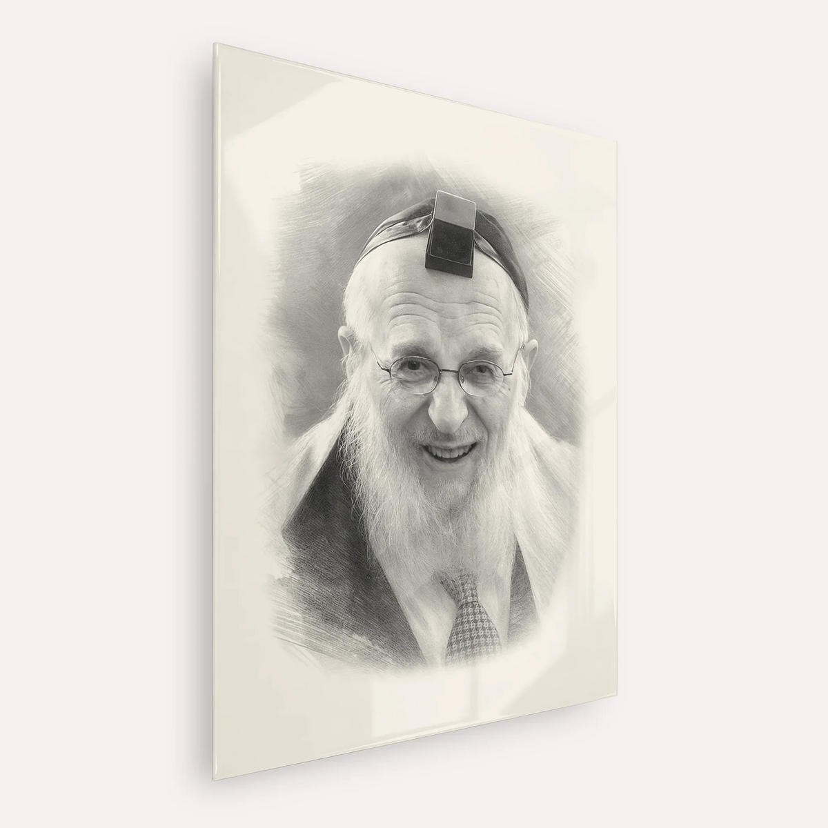 Rabbi Chaim Pinchas Scheinberg – Black & White – Acrylic Glass Vertical | Jewish Wall Art, Gedolim Pictures