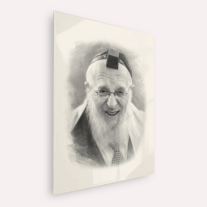 Rabbi Chaim Pinchas Scheinberg – Black & White – Acrylic Glass Vertical | Jewish Wall Art, Gedolim Pictures