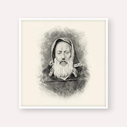 Rabbi Chaim Pinto – Black & White – White Frame Square | Jewish Wall Art, Gedolim Pictures