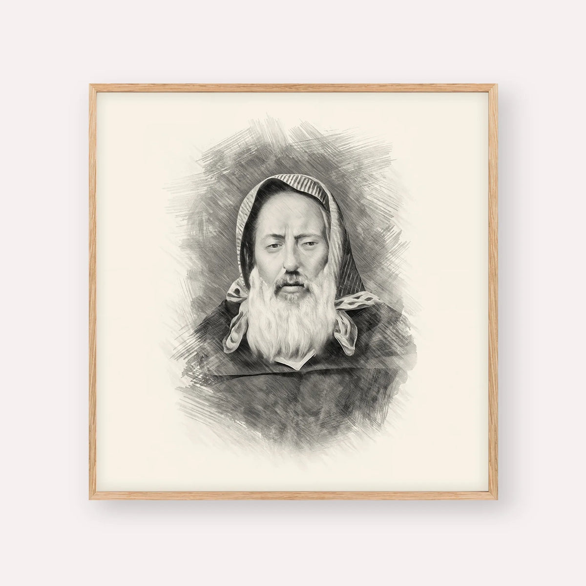 Rabbi Chaim Pinto – Black & White – Wood Frame Square | Jewish Wall Art, Gedolim Pictures