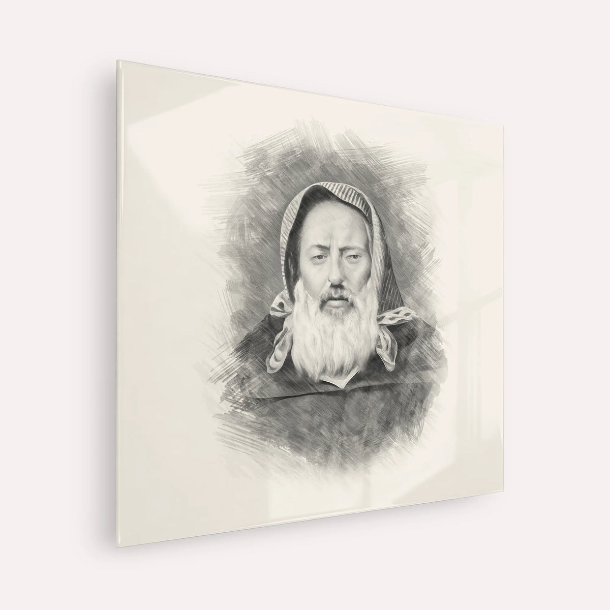 Rabbi Chaim Pinto – Black & White – Acrylic Glass Square | Jewish Wall Art, Gedolim Pictures