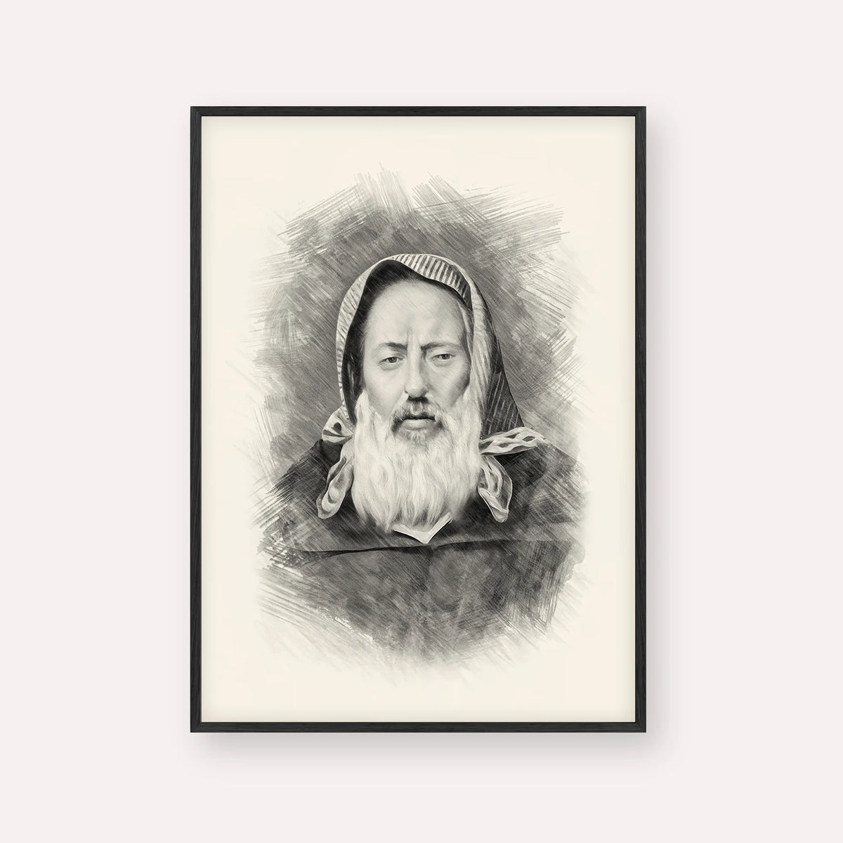 Rabbi Chaim Pinto – Black & White – Black Frame Vertical | Jewish Wall Art, Gedolim Pictures