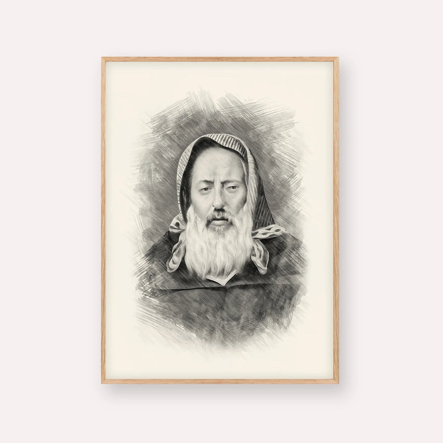 Rabbi Chaim Pinto – Black & White – Wood Frame Vertical | Jewish Wall Art, Gedolim Pictures