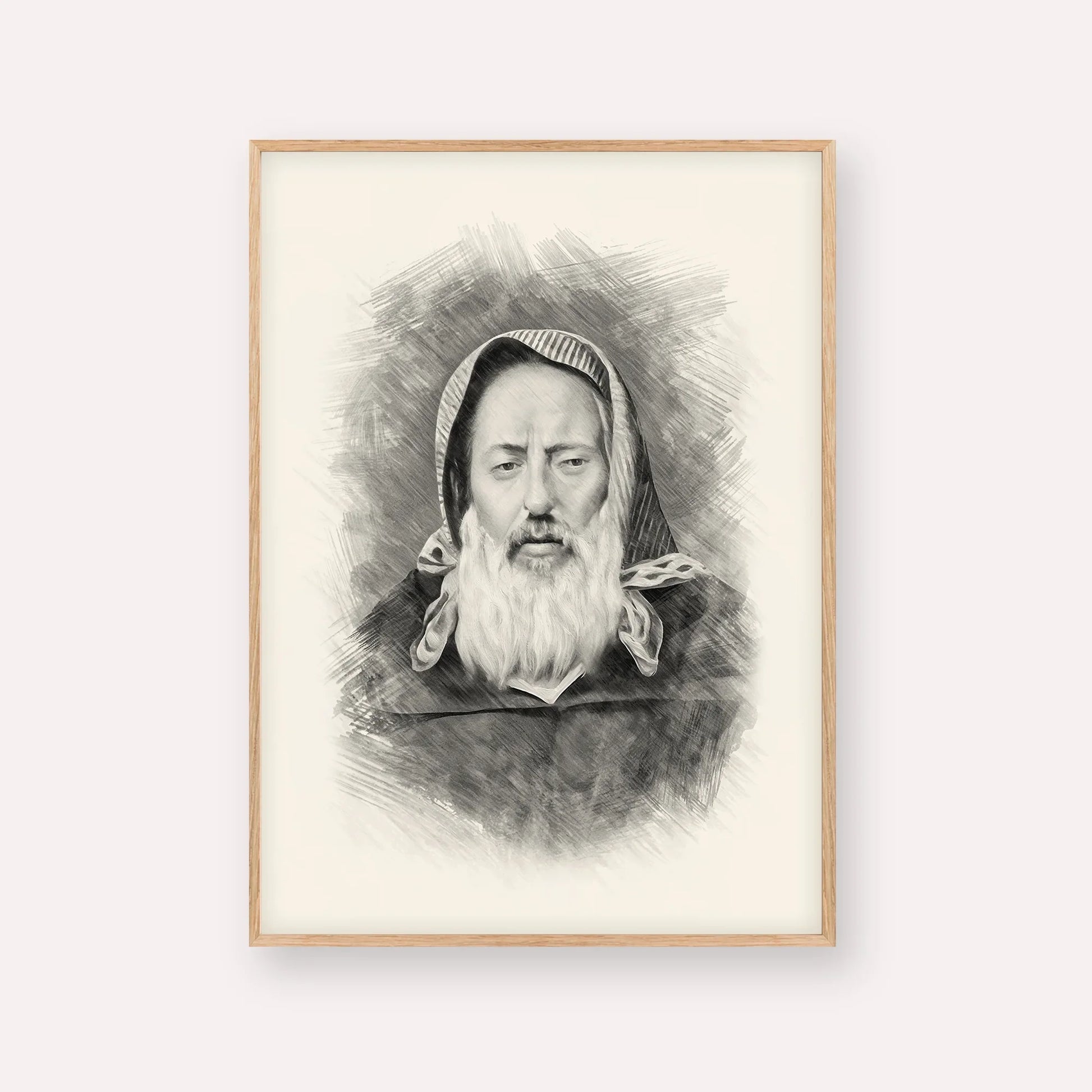 Rabbi Chaim Pinto – Black & White – Wood Frame Vertical | Jewish Wall Art, Gedolim Pictures