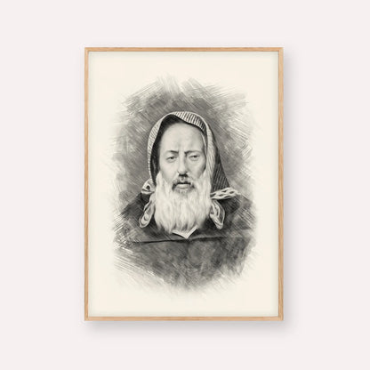 Rabbi Chaim Pinto – Black & White – Wood Frame Vertical | Jewish Wall Art, Gedolim Pictures