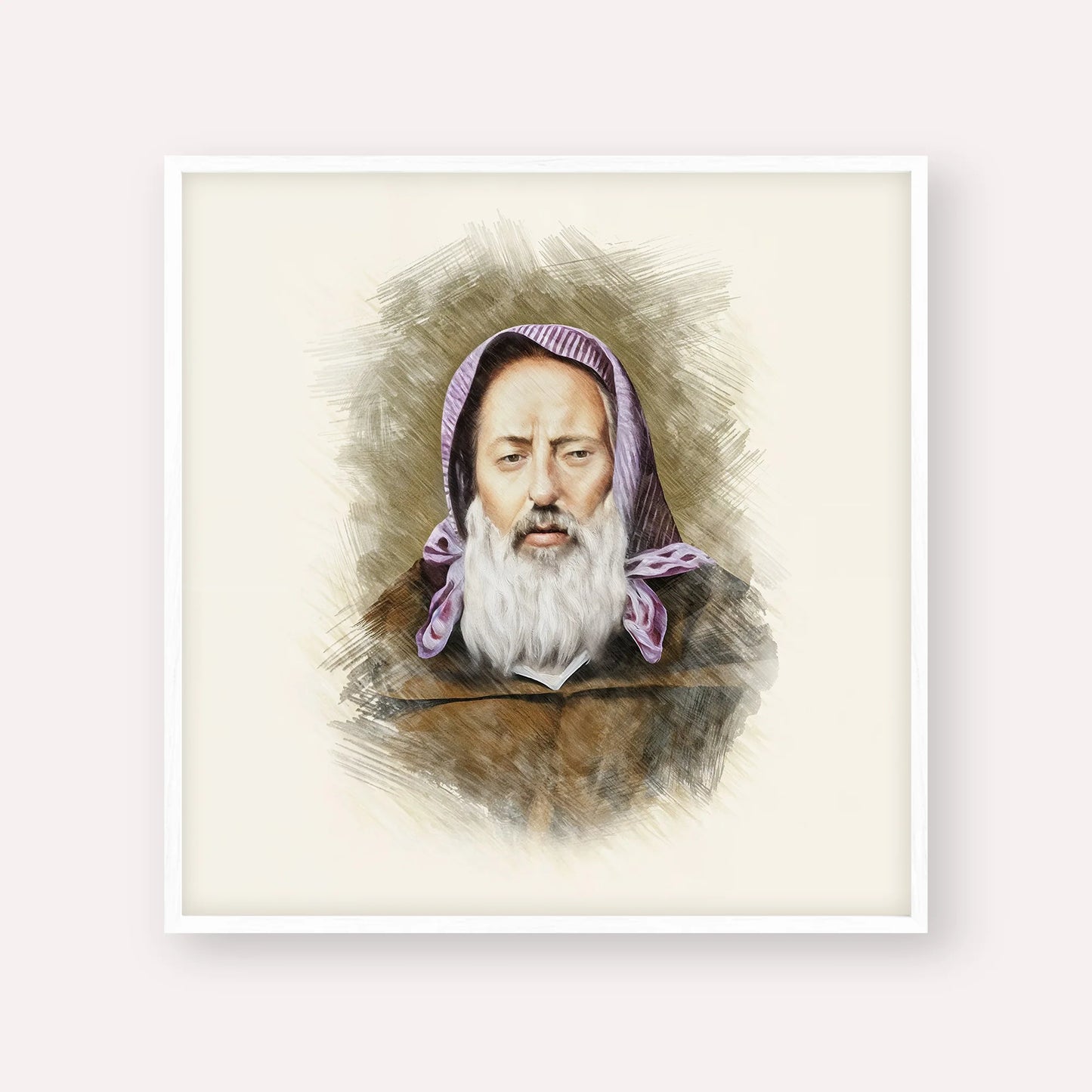 Rabbi Chaim Pinto – White Frame Square | Jewish Wall Art, Gedolim Pictures