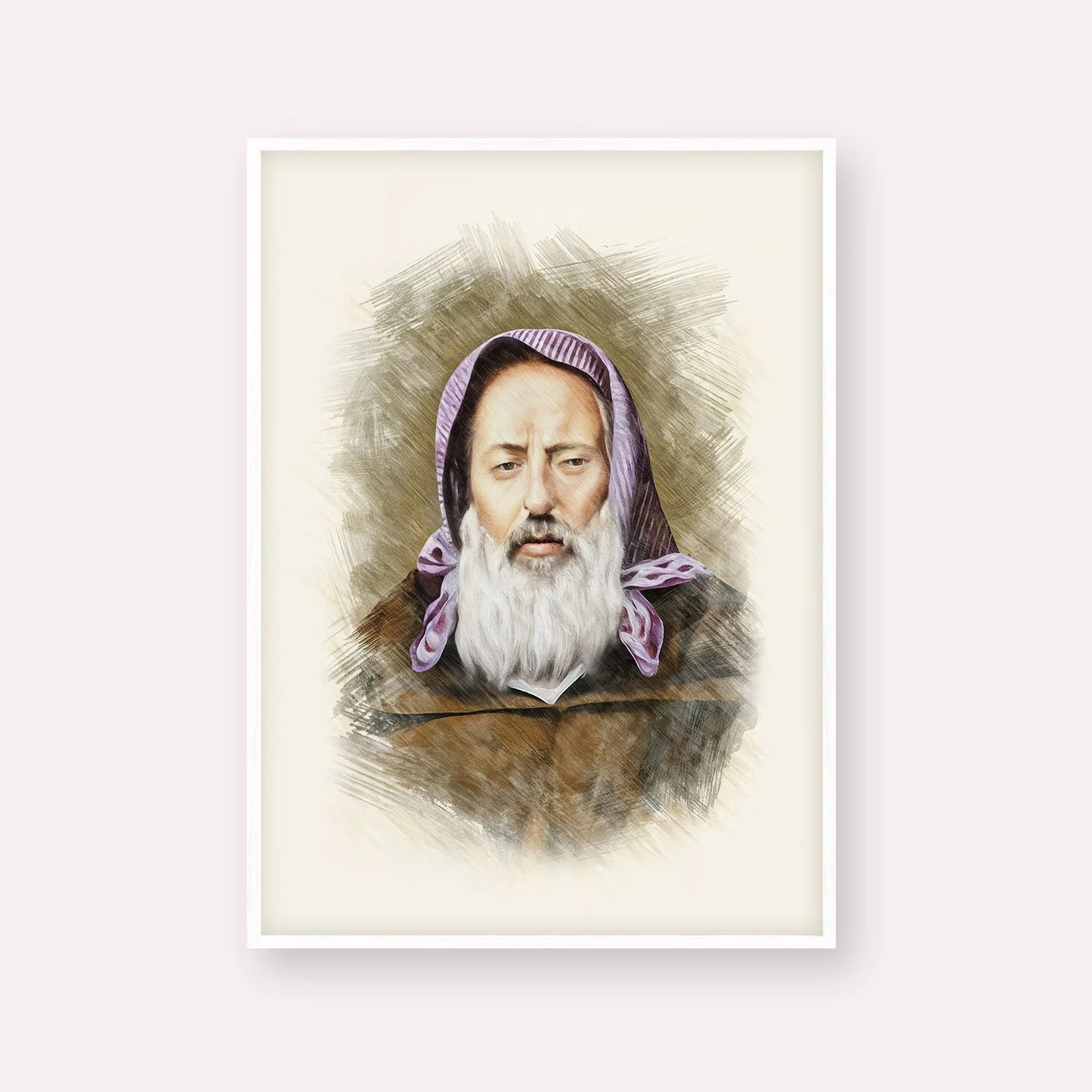 Rabbi Chaim Pinto – White Frame Vertical | Jewish Wall Art, Gedolim Pictures