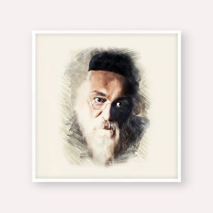 Rabbi Chaim Soloveitchik of Brisk – White Frame Square | Jewish Wall Art, Gedolim Pictures