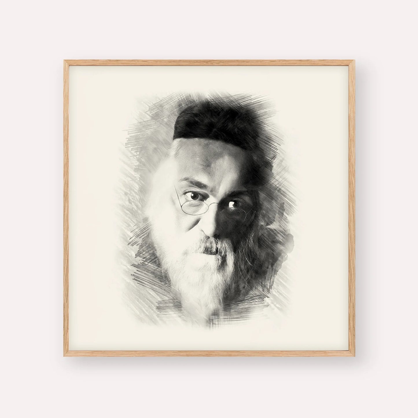Rabbi Chaim Soloveitchik of Brisk – Black & White – Wood Frame Square | Jewish Wall Art, Gedolim Pictures
