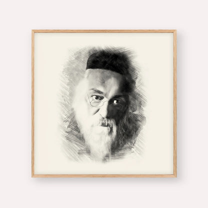Rabbi Chaim Soloveitchik of Brisk – Black & White – Wood Frame Square | Jewish Wall Art, Gedolim Pictures