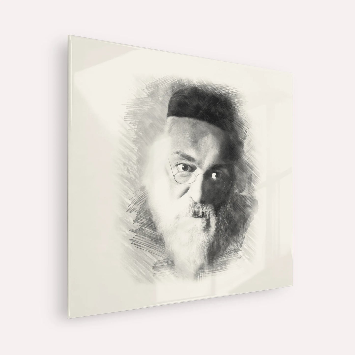 Rabbi Chaim Soloveitchik of Brisk – Black & White – Acrylic Glass Square | Jewish Wall Art, Gedolim Pictures